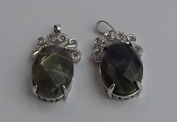 NGP6640 18*25mm faceted oval labradorite gemstone pendants
