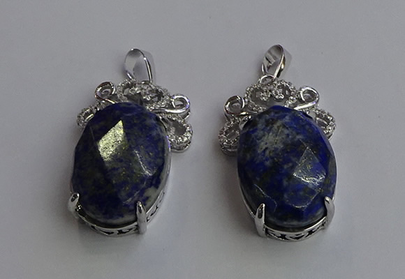 NGP6643 18*25mm faceted oval lapis lazuli gemstone pendants
