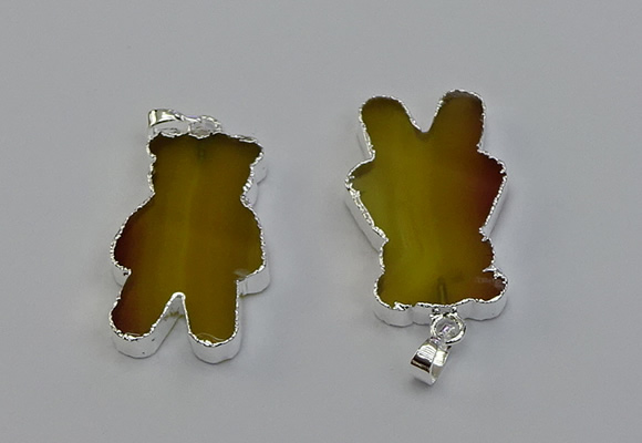 NGP6652 22*38mm Animal or V-shaped agate gemstone pendants