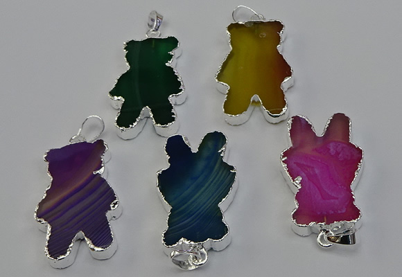 NGP6658 22*38mm Animal or V-shaped agate gemstone pendants