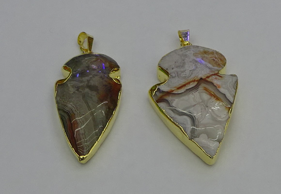 NGP6693 20*35mm - 30*45mm arrowhead agate gemstone pendants
