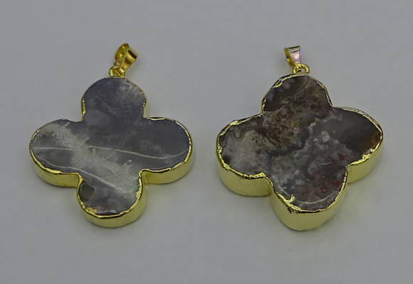 NGP6697 35*35mm - 40*40mm flower agate gemstone pendants