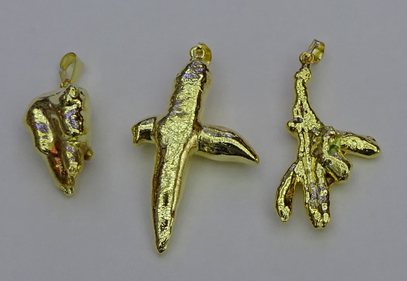 NGP6714 10*25mm - 20*45mm freeform gold plated pearl pendants