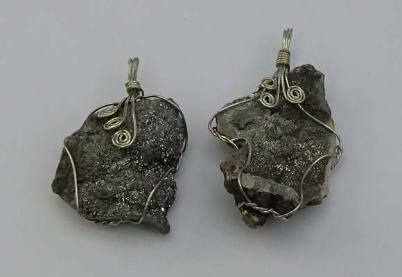 NGP6716 30*40mm - 40*55mm freeform plated druzy agate pendants