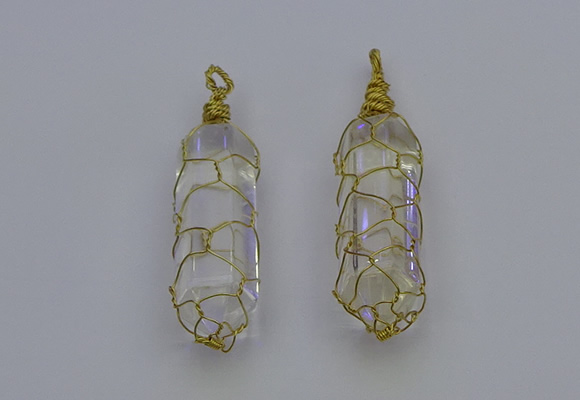 NGP6730 13*40mm sticks white crystal gemstone pendants wholesale