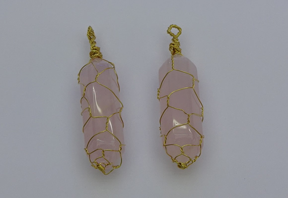 NGP6731 13*40mm sticks rose quartz gemstone pendants wholesale