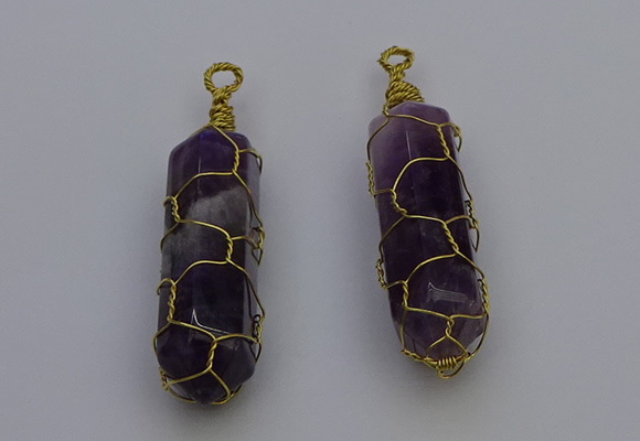 NGP6735 13*40mm sticks amethyst gemstone pendants wholesale