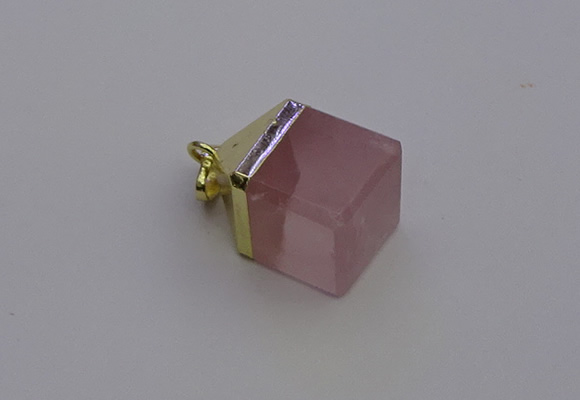 NGP6761 15*22mm cube rose quartz gemstone pendants wholesale