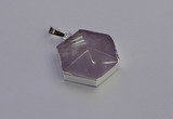 NGP6825 24*25mm hexagon light amethyst gemstone pendants wholesale