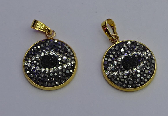 NGP6891 20mm - 22mm coin druzy agate pendants wholesale