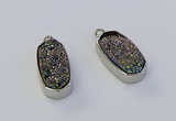 NGP6899 10*22mm - 12*25mm freeform plated druzy quartz pendants