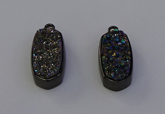 NGP6921 10*22mm - 12*25mm freeform plated druzy quartz pendants