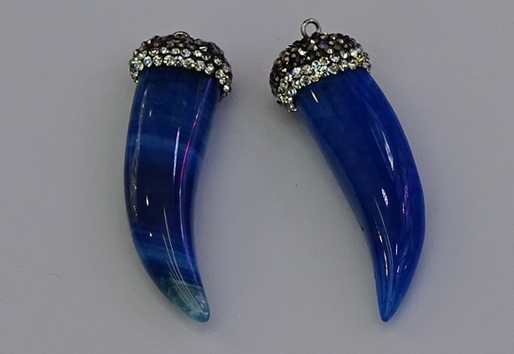NGP6967 12*40mm - 15*45mm horn agate gemstone pendants
