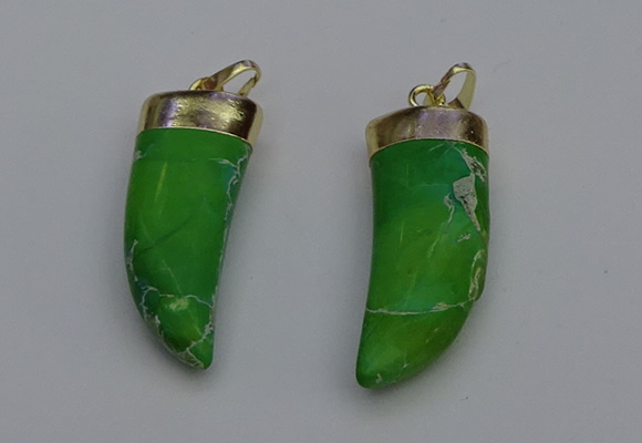 NGP7027 12*35mm - 14*40mm horn white howlite turquoise pendants