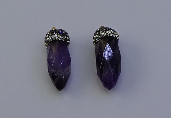 NGP7060 12*30mm - 15*35mm faceted bullet amethyst pendants