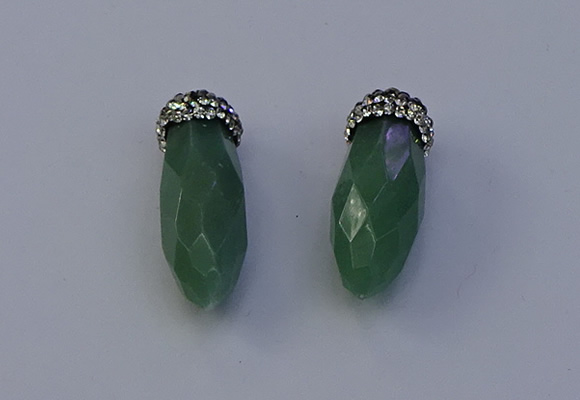 NGP7064 12*30mm - 15*35mm faceted bullet green aventurine pendants