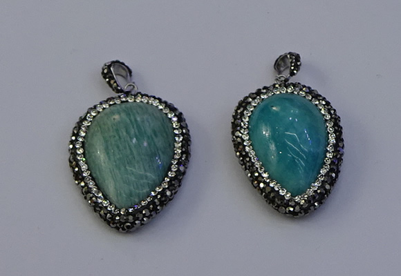 NGP7100 25*30mm - 28*35mm flat teardrop amazonite pendants
