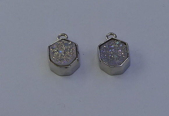 NGP7155 12*15mm plated druzy agate pendants wholesale