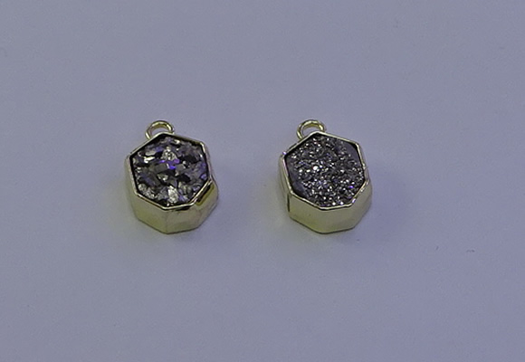 NGP7163 12*15mm plated druzy agate pendants wholesale