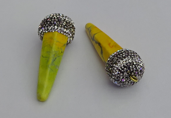 NGP7169 20*50mm faceted cone white howlite turquoise pendants