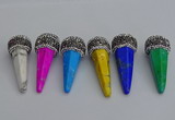 NGP7176 20*50mm faceted cone white howlite turquoise pendants