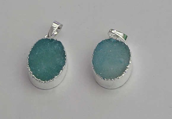 NGP7188 15*20mm oval druzy quartz pendants wholesale