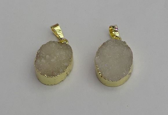 NGP7195 15*20mm oval druzy quartz pendants wholesale