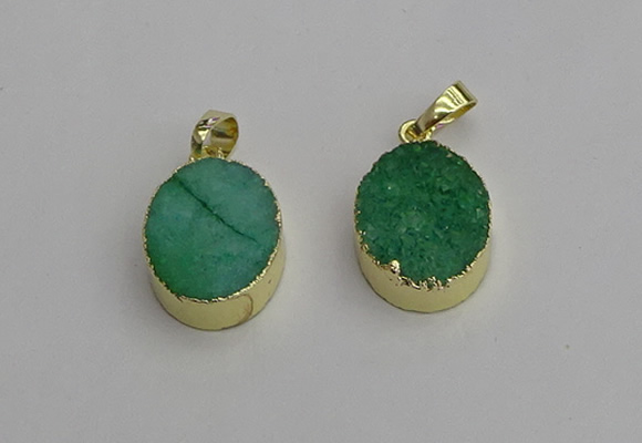 NGP7200 15*20mm oval druzy quartz pendants wholesale