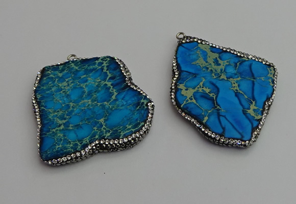 NGP7229 30*50mm - 40*60mm freeform sea sediment jasper pendants
