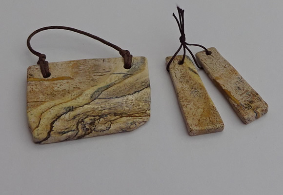 NGP7278 10*25mm - 25*45mm freeform picture jasper pendants sets