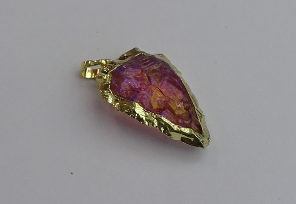 NGP7402 22*30mm - 25*40mm arrowhead plated druzy quartz pendants
