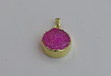 NGP7459 20mm coin plated druzy agate gemstone pendants