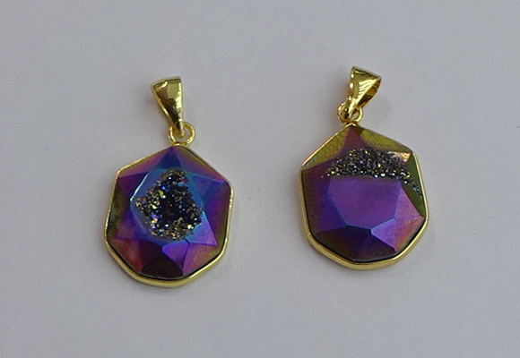 NGP7466 16*18mm freeform plated druzy agate gemstone pendants