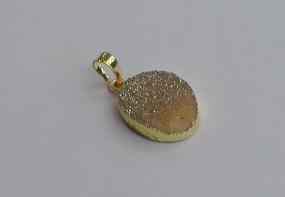 NGP7490 15*20mm oval plated druzy agate gemstone pendants