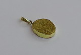 NGP7492 15*20mm oval plated druzy agate gemstone pendants