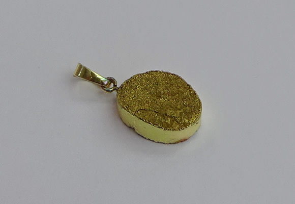 NGP7492 15*20mm oval plated druzy agate gemstone pendants