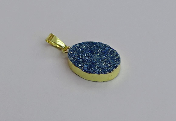 NGP7493 15*20mm oval plated druzy agate gemstone pendants