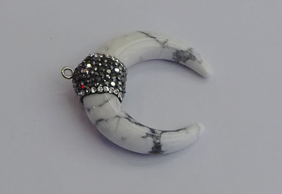 NGP7526 35*38mm horn white howlite pendants wholesale