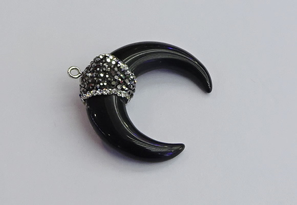NGP7530 35*38mm horn black agate pendants wholesale