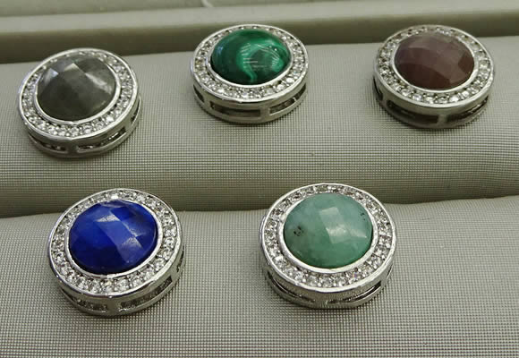 NGP7583 16mm coin mixed gemstone pendants wholesale