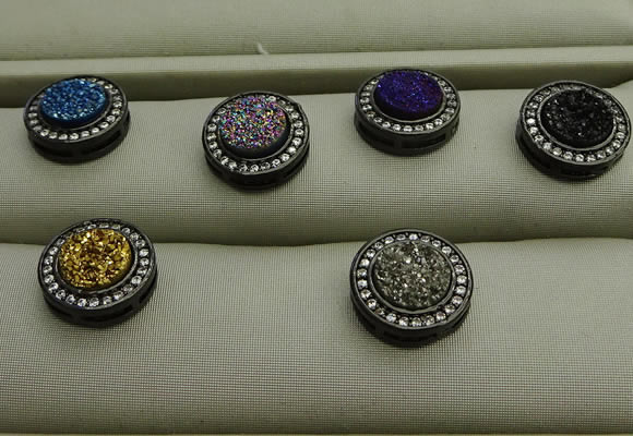 NGP7589 13mm coin plated druzy agate pendants wholesale