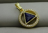 NGP7598 13mm coin lapis lazuli gemstone pendants wholesale