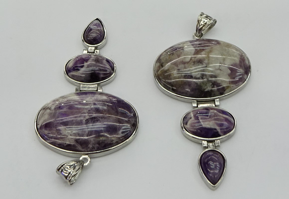 NGP8005 50*82mm - 52*86mm dogtooth amethyst pendant set jewelry