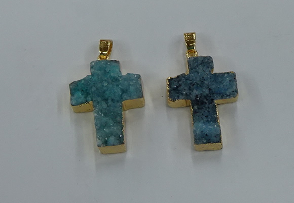 NGP8537 22*30mm - 25*35mm cross druzy agate pendants wholesale