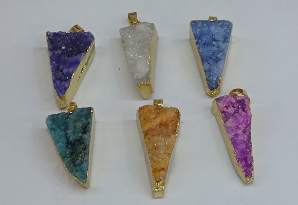 NGP8602 13*40mm - 20*35mm triangle druzy agate pendants wholesale