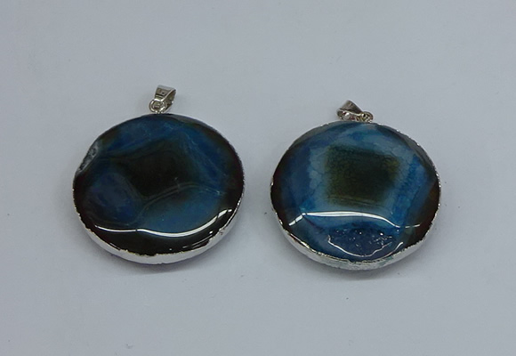 NGP8701 38mm - 40mm flat round agate pendants wholesale