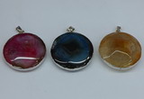 NGP8704 38mm - 40mm flat round agate pendants wholesale