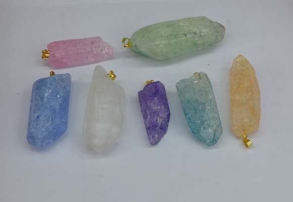 NGP8885 16*38mm - 25*60mm sticks crackle quartz pendants wholesale