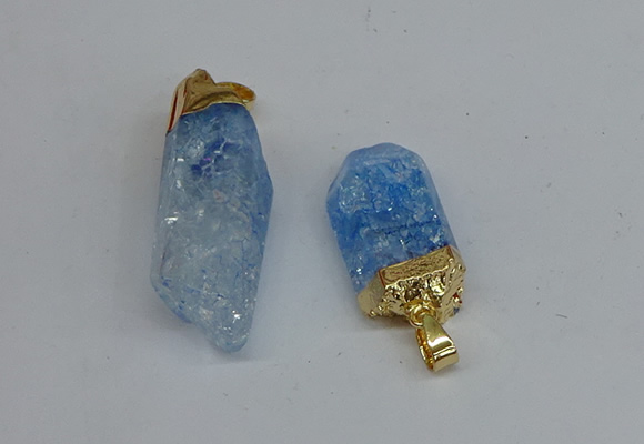 NGP8891 10*35mm - 20*45mm sticks crackle quartz pendants