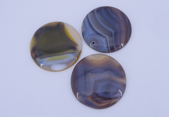 NGP934 5PCS 52mm flat round agate gemstone pendants wholesale